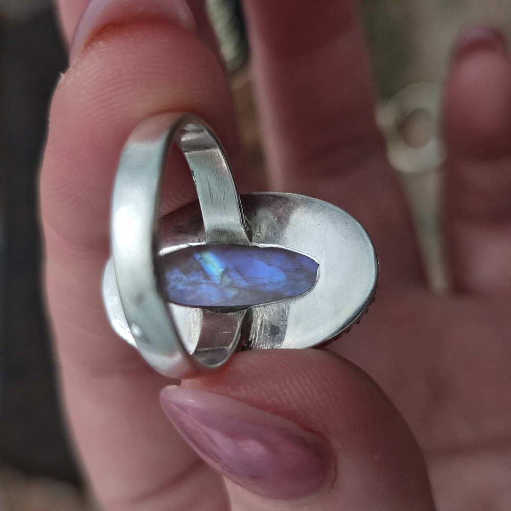 🌚🌕Moonstone Sterling Silver Ring🌚🌔🌛🌗 Size 8 - Picture 3 of 5